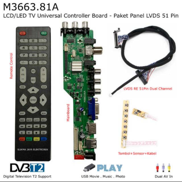 Paket panel 51 pin universal board LED LCD TV DVB T2