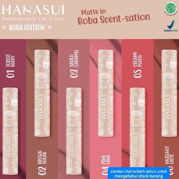 HANASUI LIP CREAM BOBA MATTE EDITION LIP STICK / STIK MAKE UP KOSMETIK