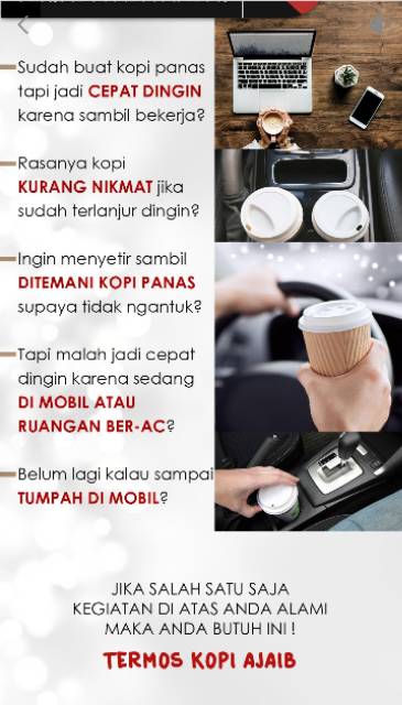 WnZcollection / Termos Kopi / Travel Mug Coffee Tahan Air Panas &amp; Dingin  B46 Stainless / Termurah