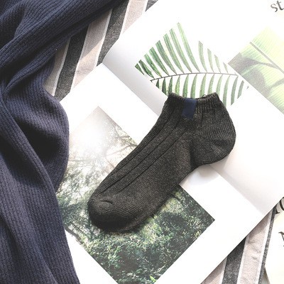 HC Kaos Kaki Polos 2 Warna Garis Pendek Semata Kaki Kaos Kaki Polos Fashion Ankle Cute Import-HC3417 ABU TUA