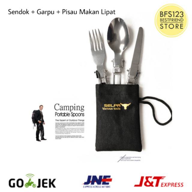 Sendok Garpu Pisau Lipat Portable - Sendok Makan Camping