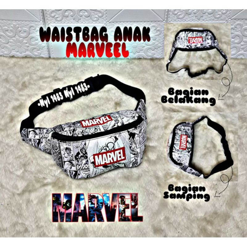 &quot;aurabagss&quot; - Tas Waistbags Anak Laki-Laki Tas Pinggang Spider Man Marvel Batman Boboiboy Tas Pinggang Karakter Advengers Terbaru