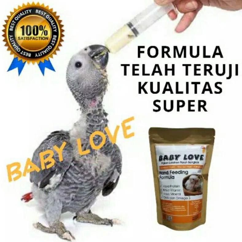 Formula Bubur Pakan Burung Lovebird Kenari Parkit Piyik Hand feeding Baby Love 300 gram