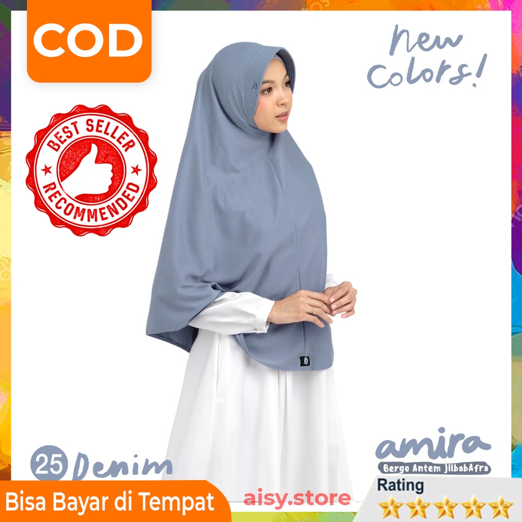 Jilbab Afra Amira Bergo Anti Tembem Original Jilbab Arfa Afra Terbaru Warna Denim