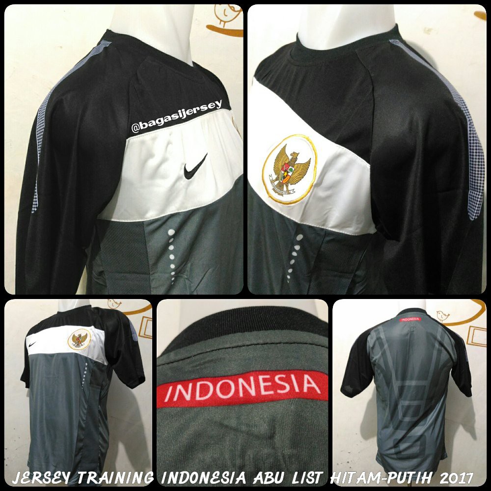Baru  Jersey Training Timnas Indonesia Abu List Hitam Putih 2016 2017 2018 Limitid