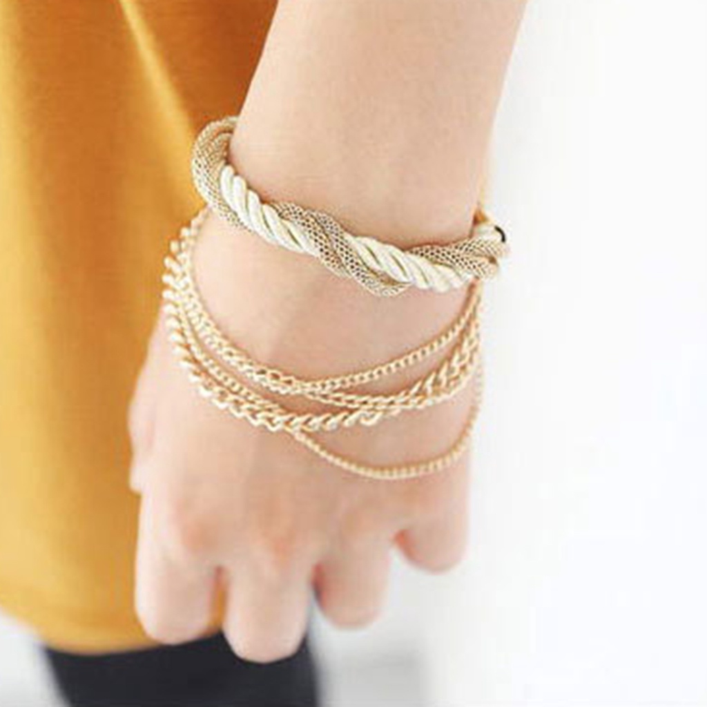 Hu Hu Hu Hu Hu Alat Bantu Pasang Kacamata♡ Gelang Rantai Multilayer Adjustable Bahan Alloy Metal Untuk Wanita