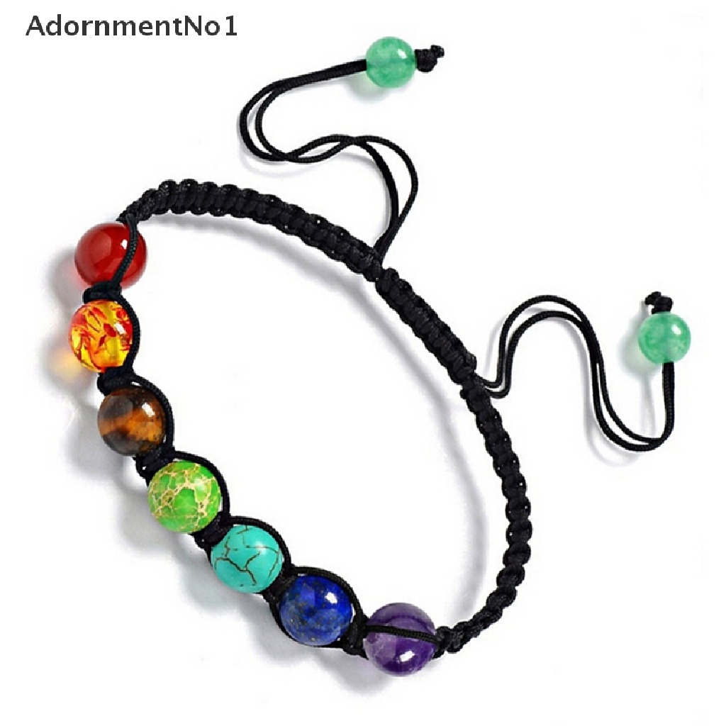 (AdornmentNo1) Gelang Tangan Manik-Manik Batu Lava 7 Chakra Healing Balance Untuk Yoga / Doa