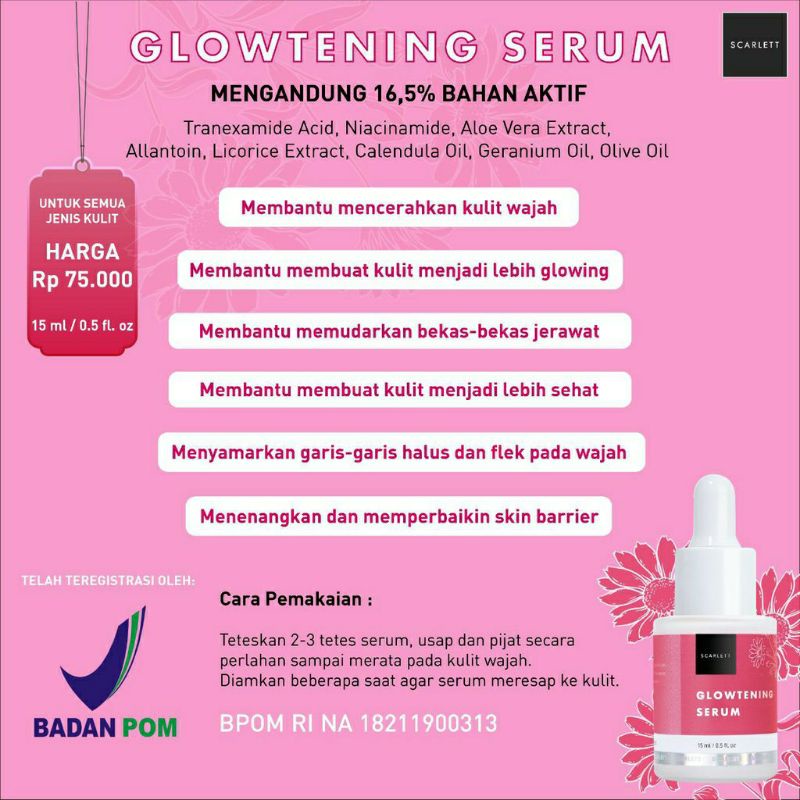 READY STOK Scarlett GLOWTENING SERUM