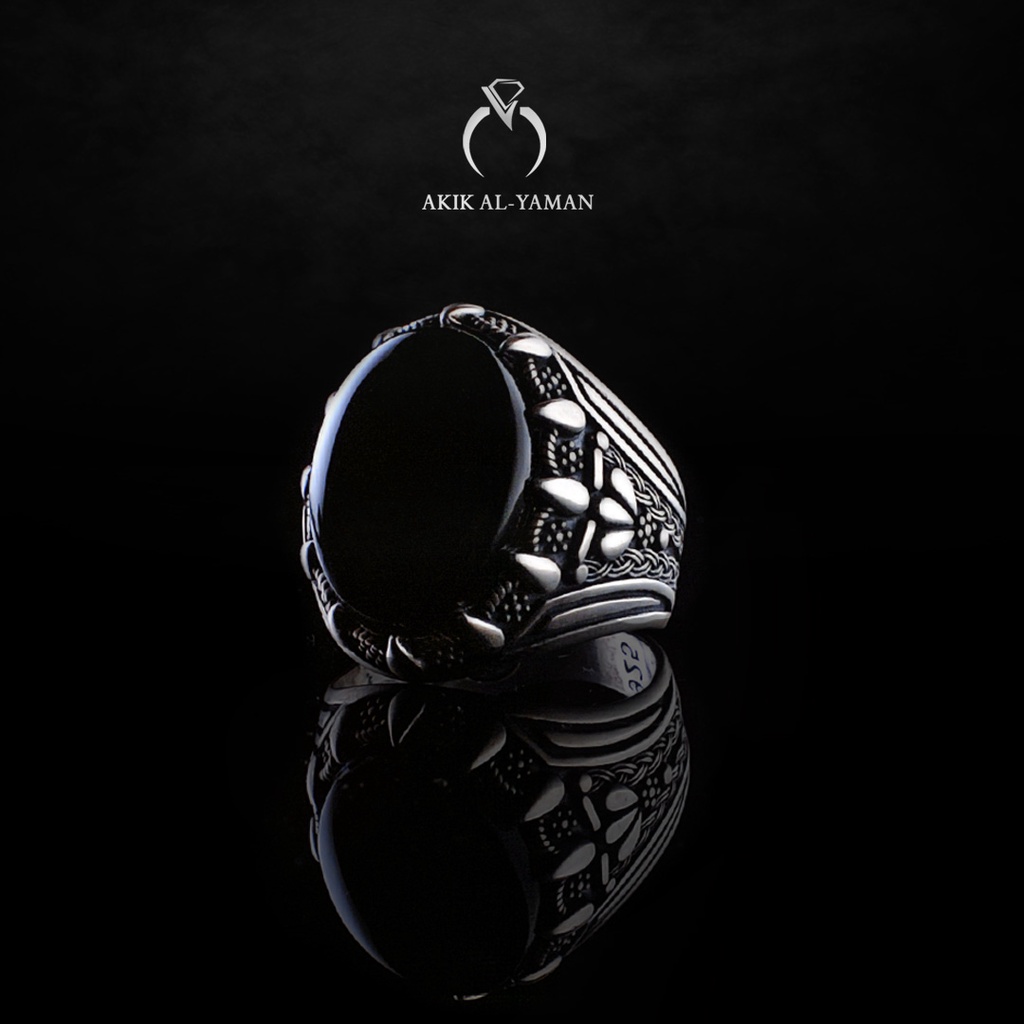 Cincin Batu akik Yaman Habasyi dengan Ring Perak Original Yemen