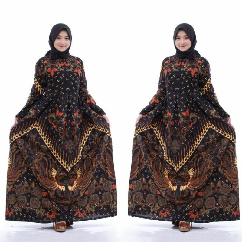 gamis batik terlaris dengan bhan yang halus ukuran LD 110cm  panjang 140cm