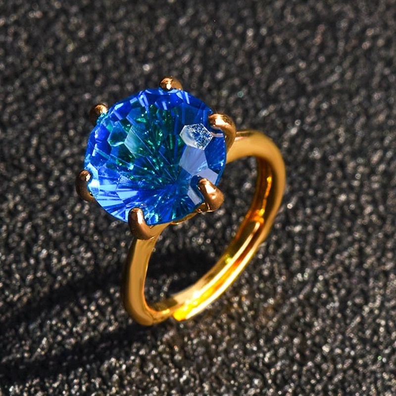 Cincin Batu Permata Citrine Warna-Warni Model Terbuka Untuk Fashion