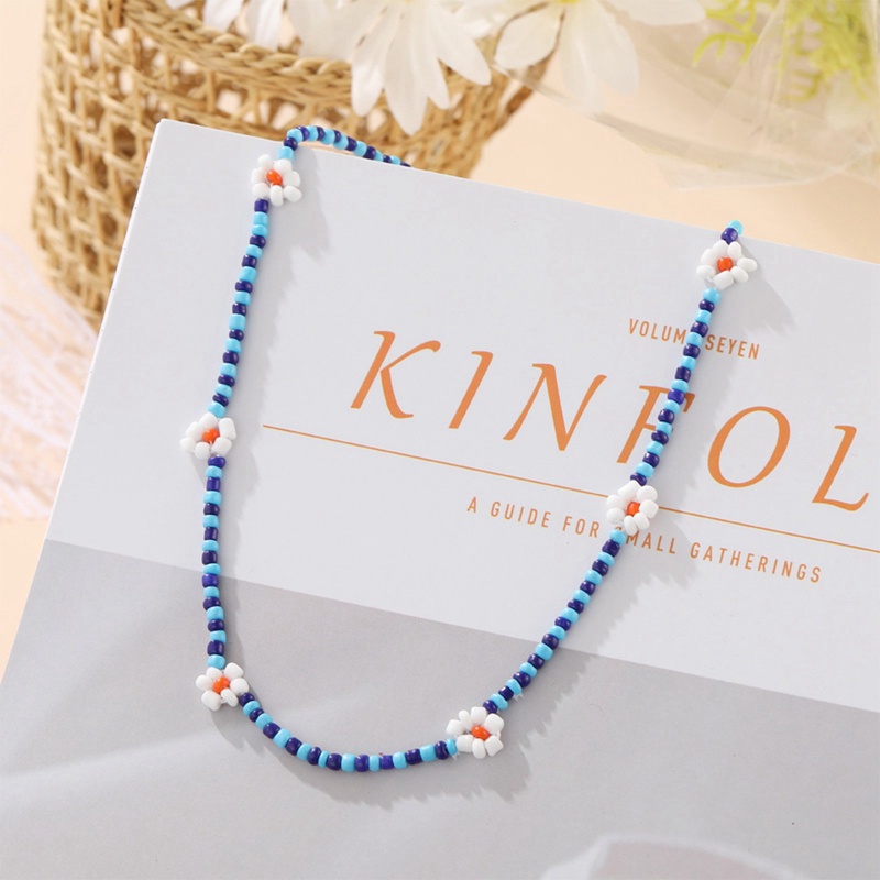 Kalung Choker Manik-Manik Bunga Aster Handmade Warna-Warni Gaya Boho Korea Untuk Wanita