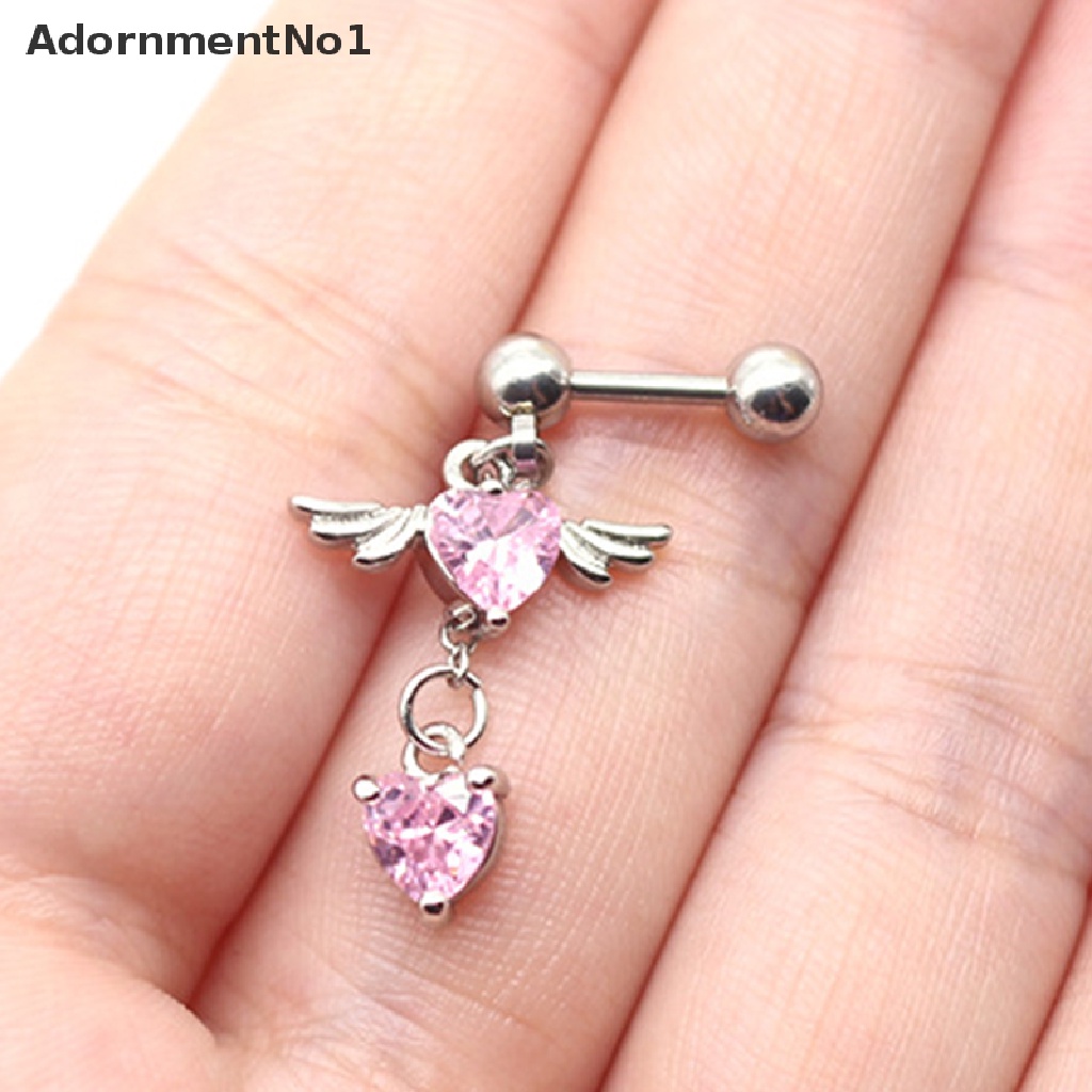 (AdornmentNo1) 1pc Anting Tindik Tulang Rawan Telinga Desain Sayap Malaikat Bahan Stainless Steel