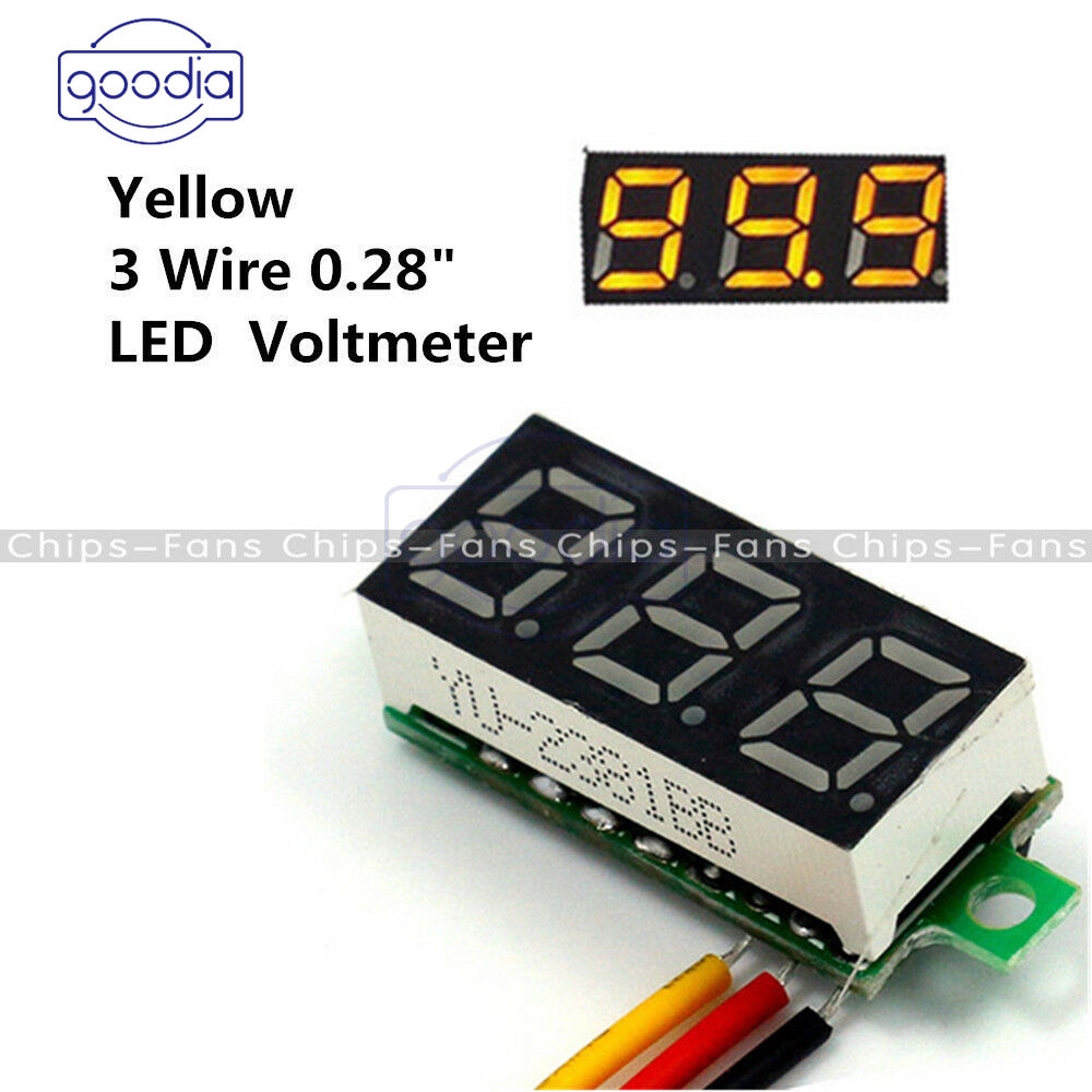 0.28 &quot; 2/3 Wire Display Led Digital Voltmeter Pengukur Tegangan Panel Meter