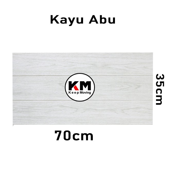 KM Wallpaper Foam 3D Motif Kayu Wallpaper Dinding 70cm X 70cm-Kayu Abu 70x35cm