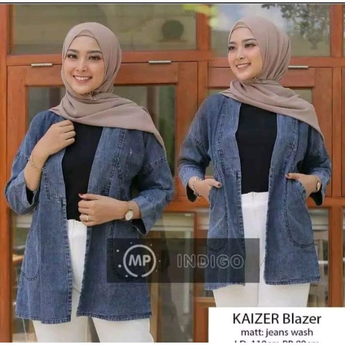 [COD] outer // cardiga // kimono jeans // denim blazer jumbo wanita // lengan panjang // oversize // murah // kekinian