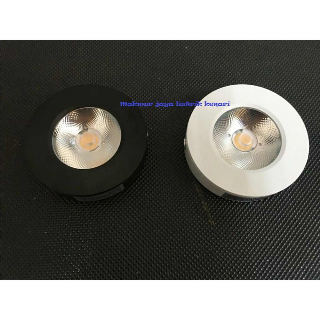 Downlight ob Outbow LED 5w body hitam Putih COB Warm White