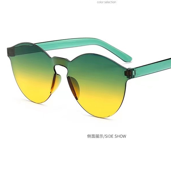 DIKIRIM DARI JAKARTA - Harga murah Kacamata Transparan Port Frameless Tren Pasangan kacamata Simple Kacamata Fashion-13 C18 hijau kuning