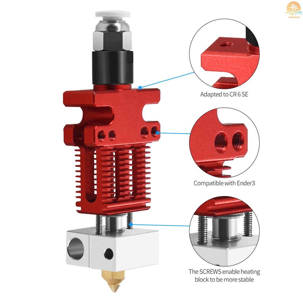 Assembled Extruder Hotend Kit with Extra 3pcs 0.4mm Nozzles Compatible with Creality CR-6 SE 3D Printer 1.75mm 3D Printing Machine Supplies