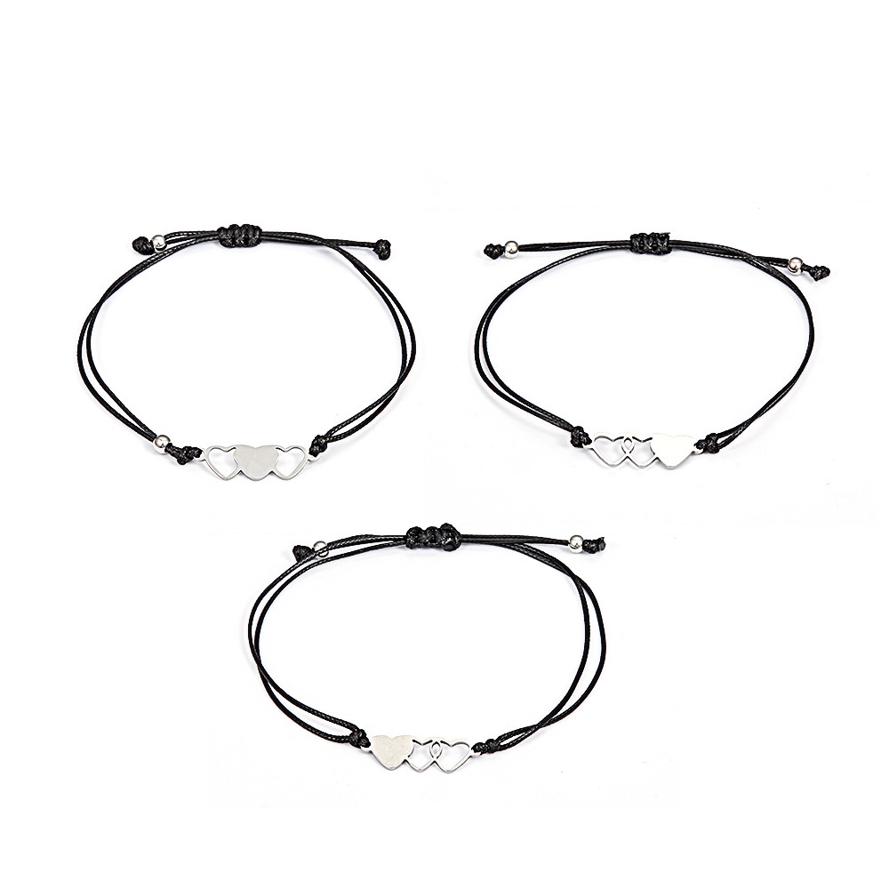 Gelang Tali Cinta Pasangan Stainless Steel Berkualitas Tinggi Set Gelang Jalinan Kupu-Kupu Matahari Bulan Sederhana Yang Modis