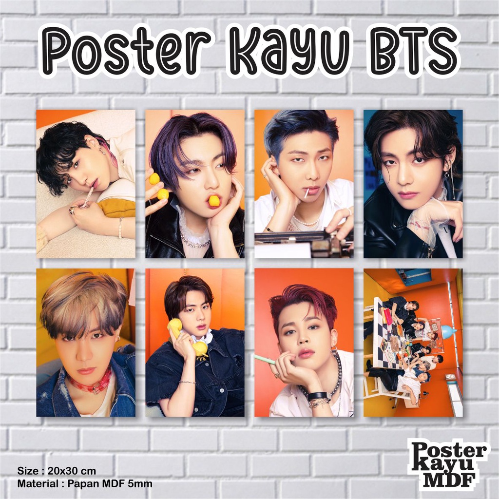 Poster Kayu BTS - 20 x 30 CM - Pajangan Dinding, Wall Decor, Hiasan Kamar KPOP BTS Berkualitas