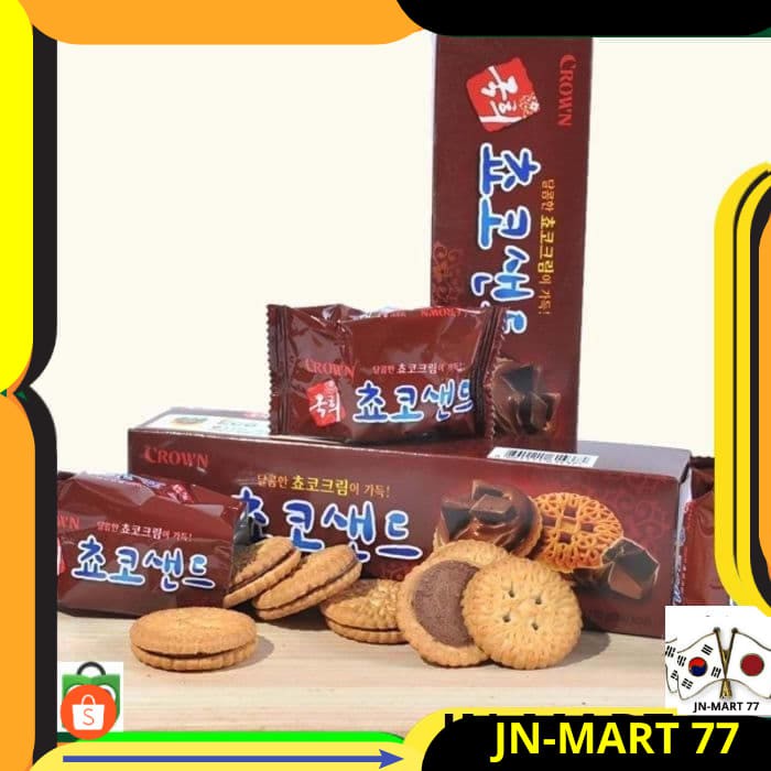 

MAKANAN KOREA/KOREAN FOOD/SNACK KOREA HALAL CROWN KOOKHEE CHOCO SAND-BISKUIT ORIGINAL IMPORT