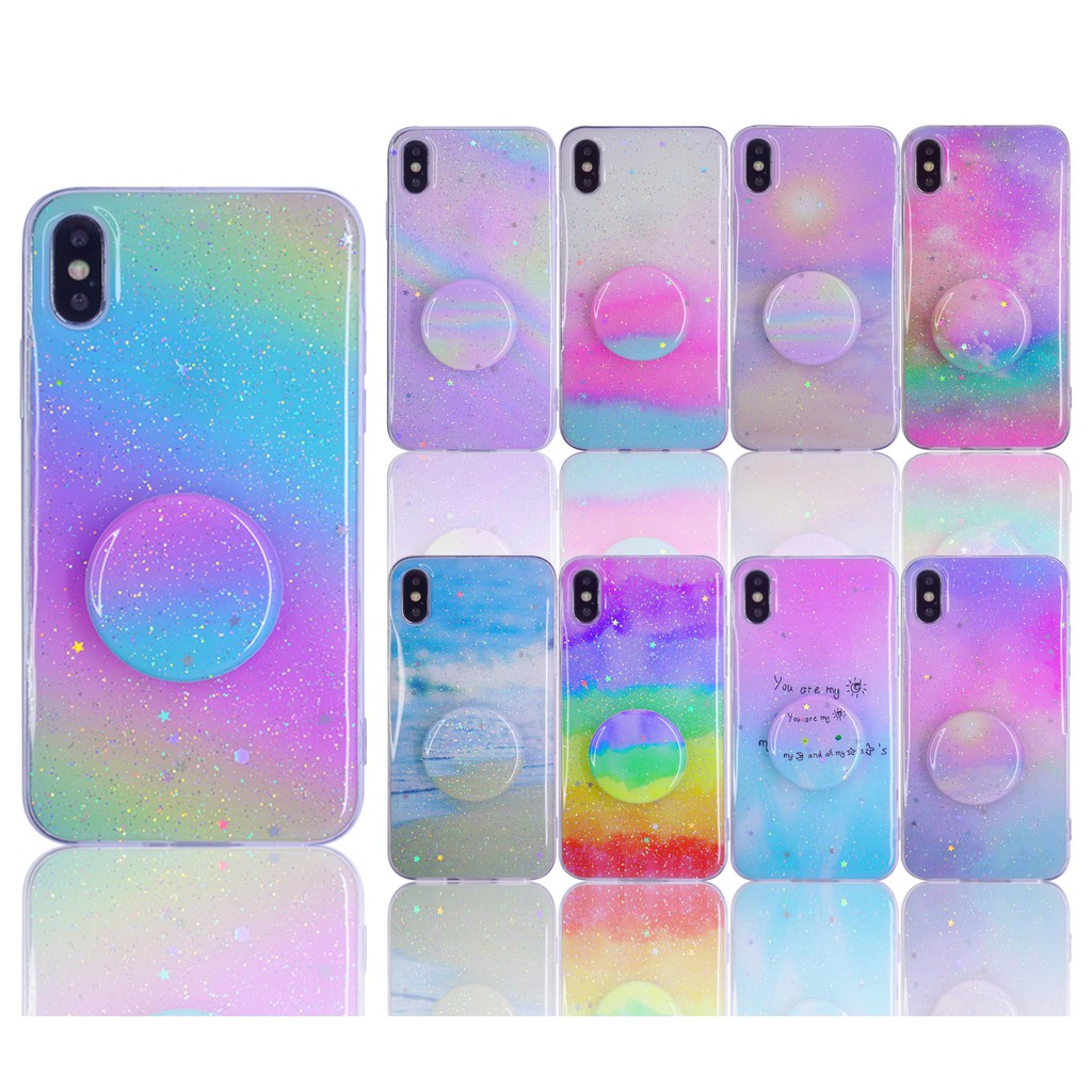 MallCasing - iPhone 11 6.1 (2019) Rainbow Bonus Popsocket Soft Case