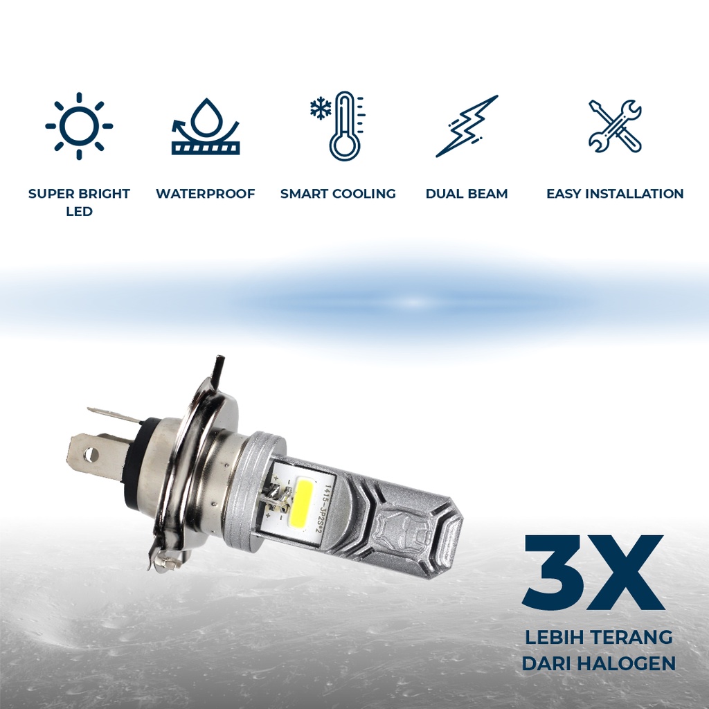 HK Light Lampu Led Motor 2 Sisi Super AC DC H4  lampu led motor depan 8watt putih-1