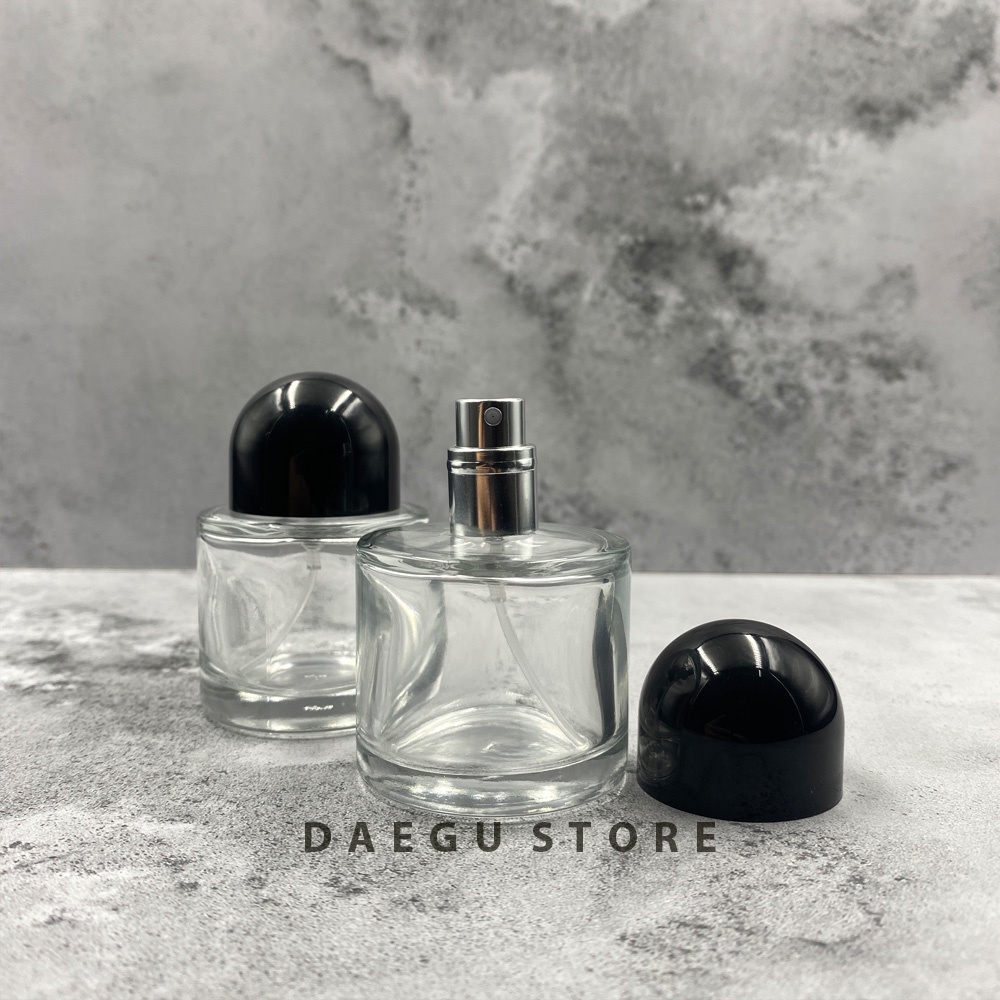 Botol Parfum 30ml Spray Kaca Tebal Refill Isi Ulang - Tutup Hitam BYR