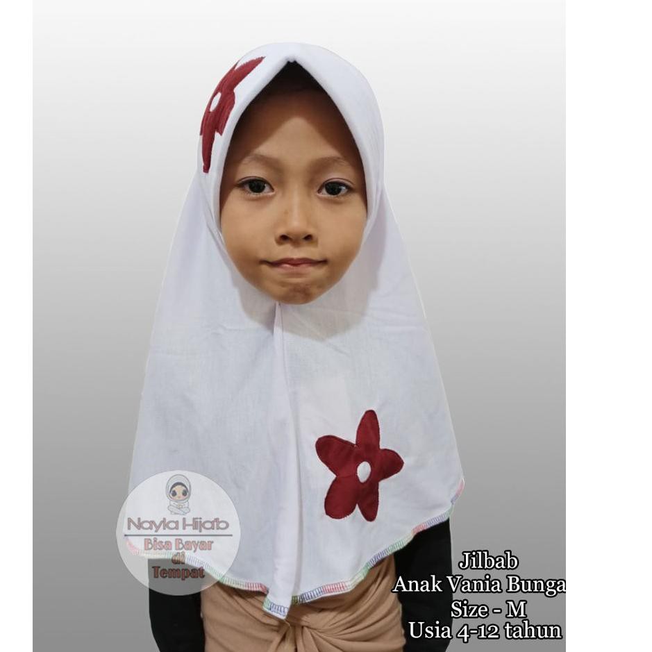 【flashϟsale】 Jilbab Anak Instan Vania SD Bunga Ceplok  Usia  4 - 11 tahun Kerudung Vania Hijab Anak