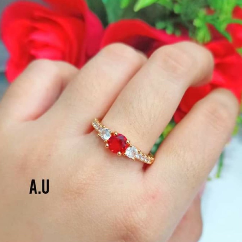 Cincin Dewasa TITANIUM Permata kombinasi warna gold perhiasan remaja modern (COD)