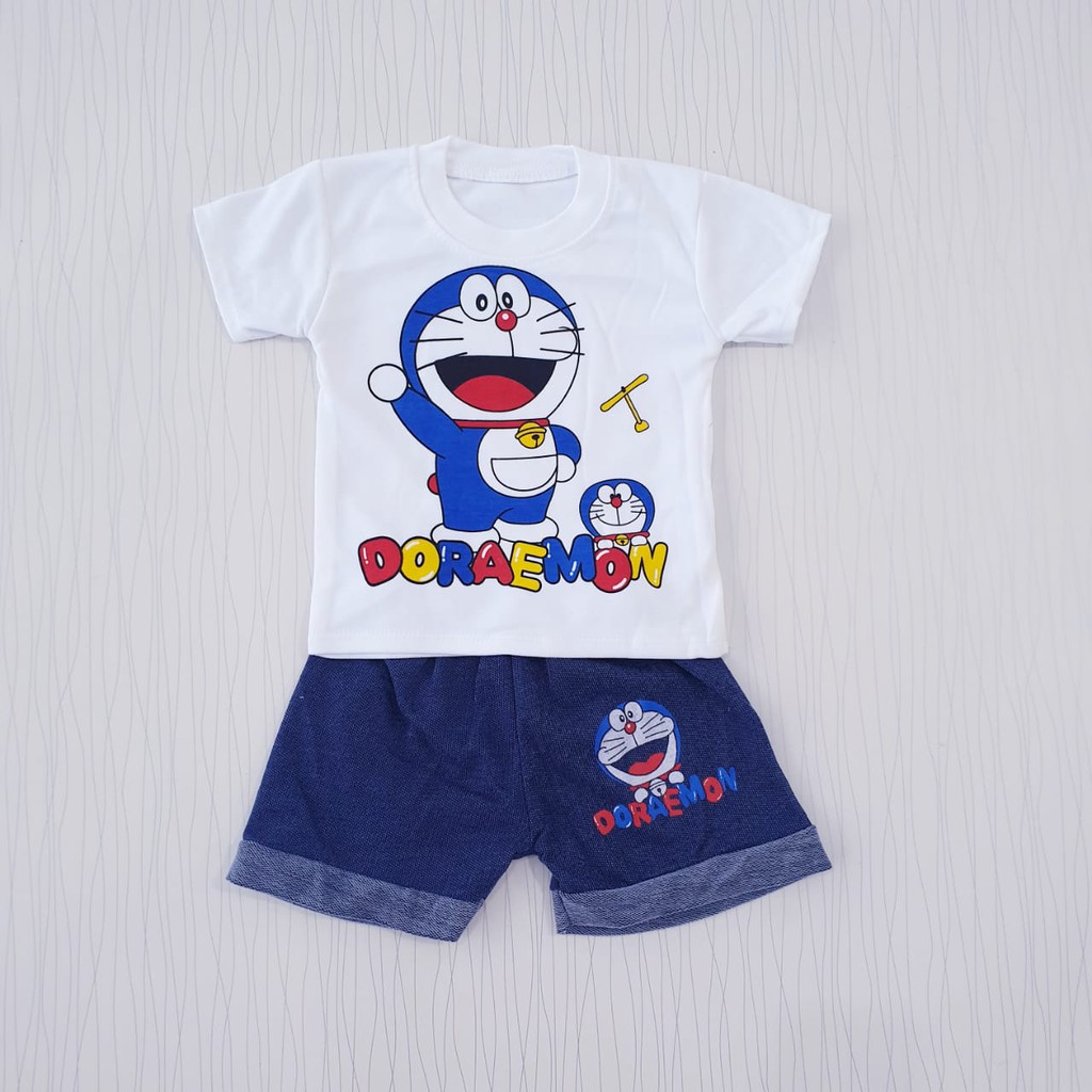 setelan baju casual anak laki-laki doraemon pakaian bayi baju baby gracia