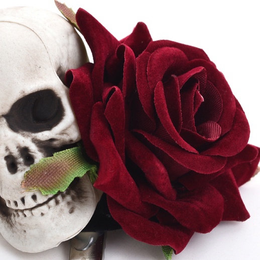 Jepit Rambut Tengkorak Mawar Women Skull Roses Hairclip 8571