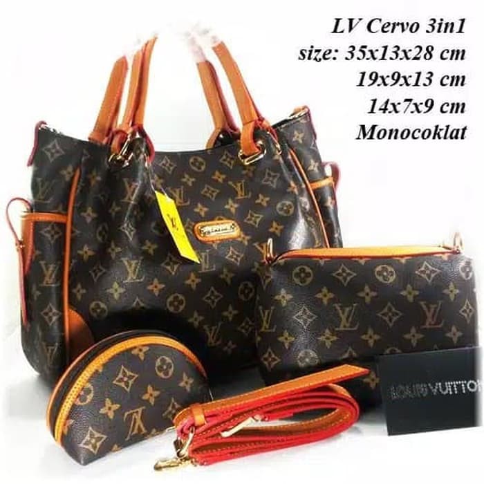 TAS BATAM TAS WANITA IMPORT TAS LV Cervo 3in1 Handbag Murah - mono