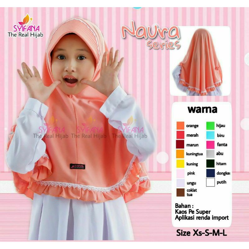 Jilbab Anak Syifana Model Naura Renda Cantik