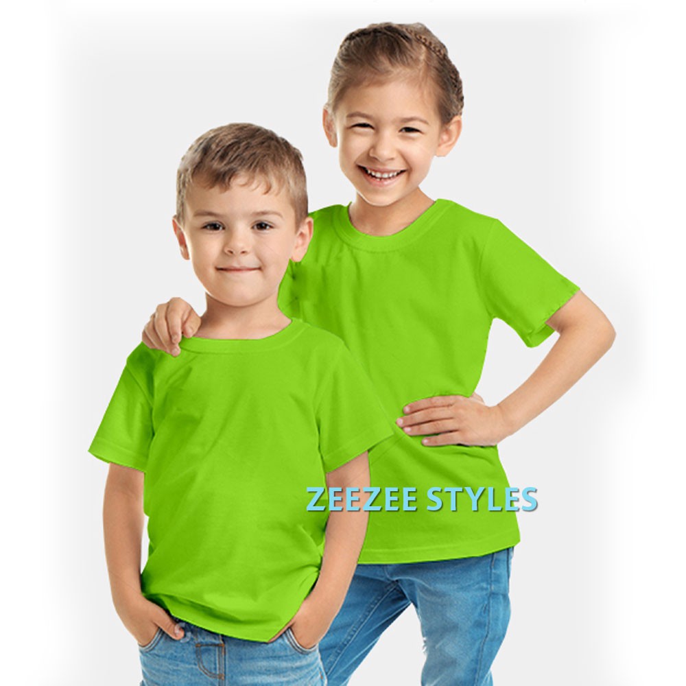 Baju Kaos Polos Anak Laki Laki Perempuan Katun 30s Lembut Adem Nyaman Distro Original Hijau Stabilo