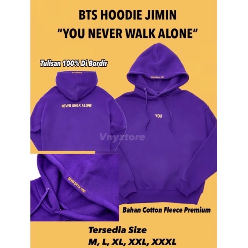 BTS Jimin Hoodie Bordir YOU NEVER WALK ALONE