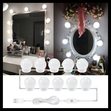 Lampu Vanity Cermin Rias Makeup Mirror Light Bohlam Kaca Rias 10 Bulbs