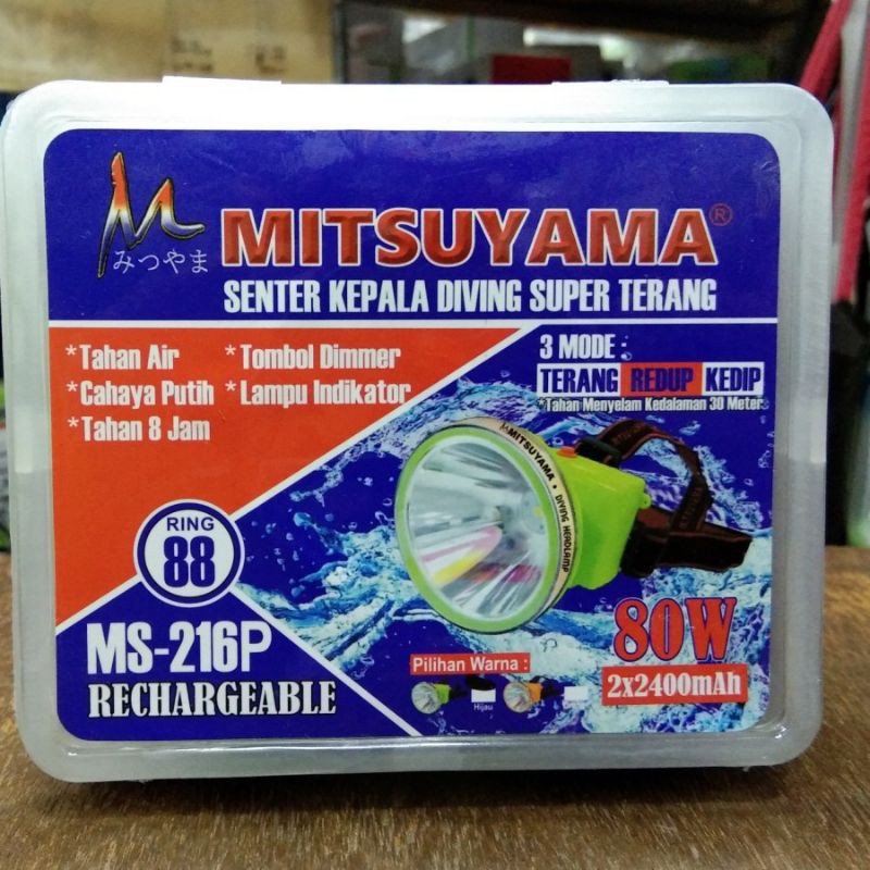 Senter Kepala Selam Diving 80Watt Mitsuyama MS 216 Super Terang