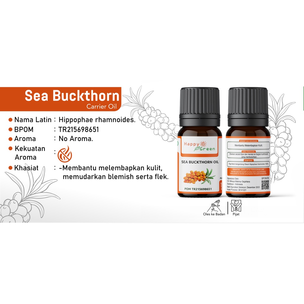 BPOM Happy Green Sea Buckthorn Oil - Minyak Sea Buckthorn 100% murni Garansi Uang Kembali