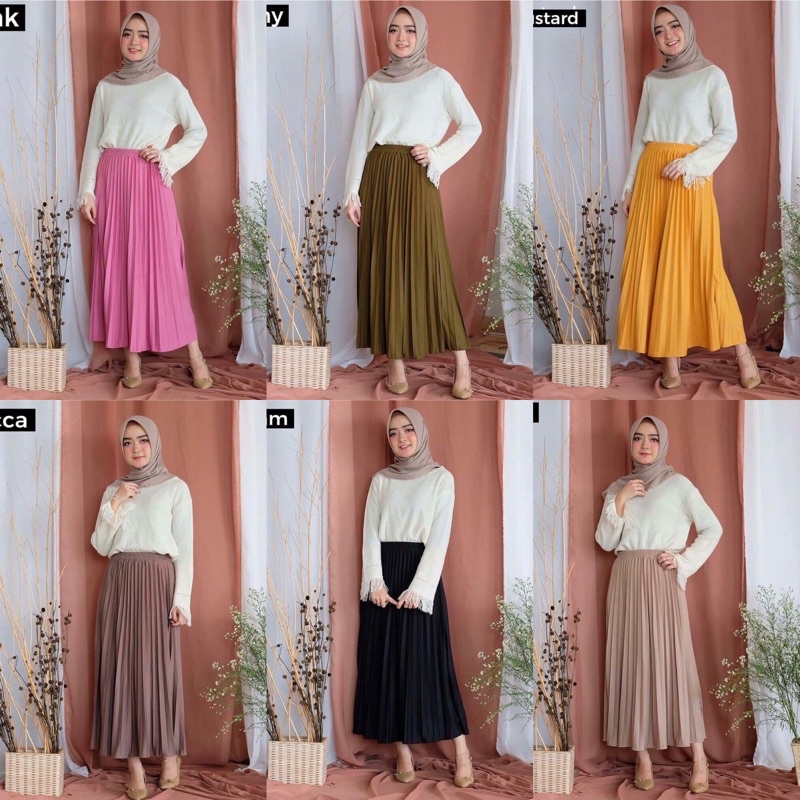 Rok Plisket Panjang Premium