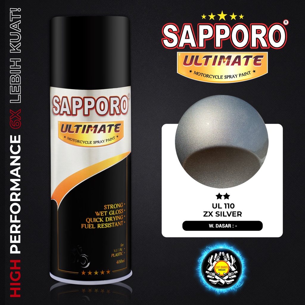 SAPPORO ULTIMATE UL110 ZX SILVER CAT SEMPROT 400 ML CAT MOTOR AEROSOL PYLOX KAWASAKI ZX150 ZX 150 VE
