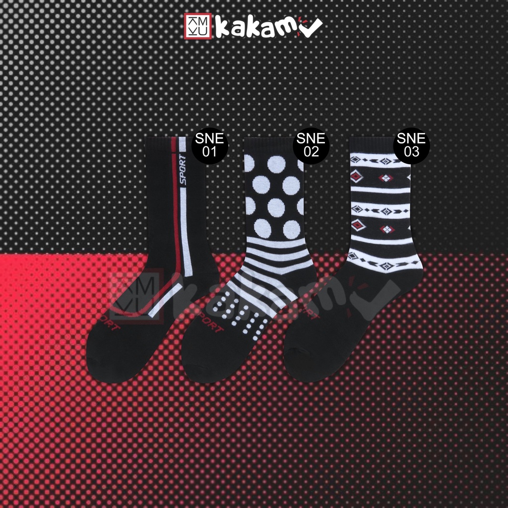 Kakamu Kaos Kaki  Sport Dewasa Kekinian Pria &amp; Wanita Motif MIX 12 Pasang