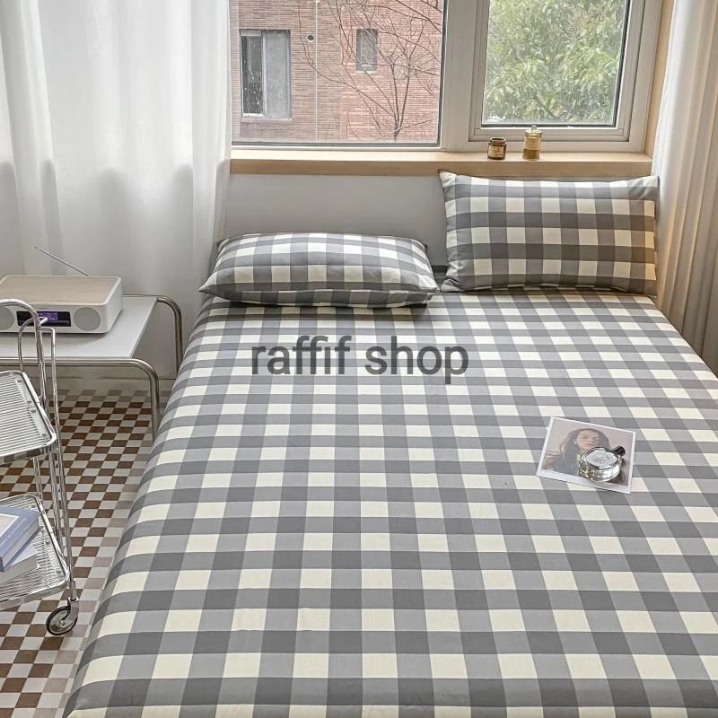 Sprei Emily 180x200 - sprei aesthetic korea - Sprei emily khaki - sprei korea - Sprei kotak aestheti