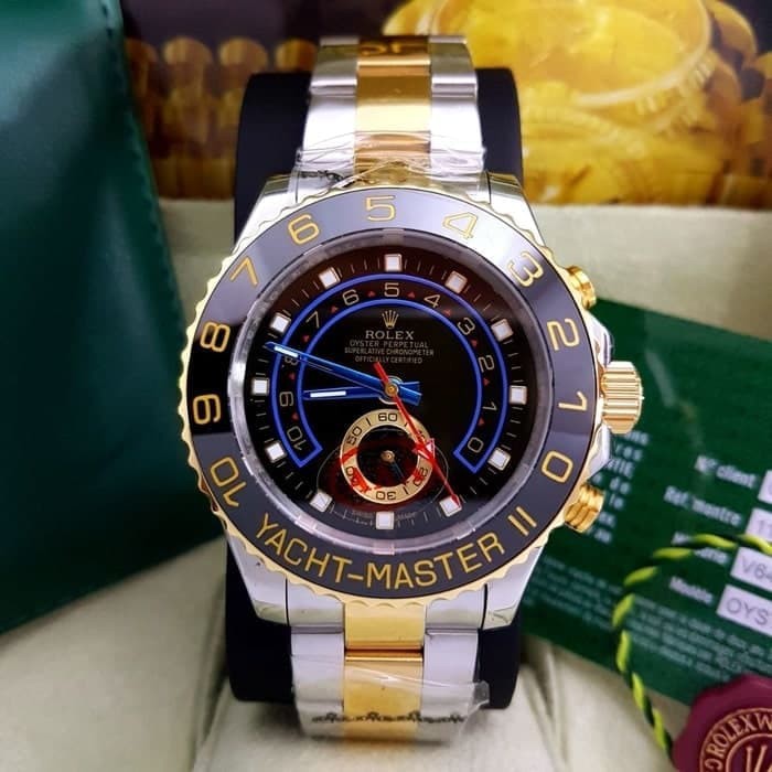 JAM TANGAN PRIA ROLEX YACHT MASTER II Ceramic Bezel Gold super