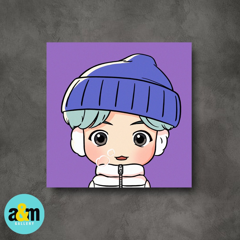 Poster Kayu TINYTAN BTS CUTE Ukuran 20 x 20 cm I Hiasan Dinding Dekorasi Kamar I Poster Kayu K-POP Dekorasi Kamar - A&amp;M