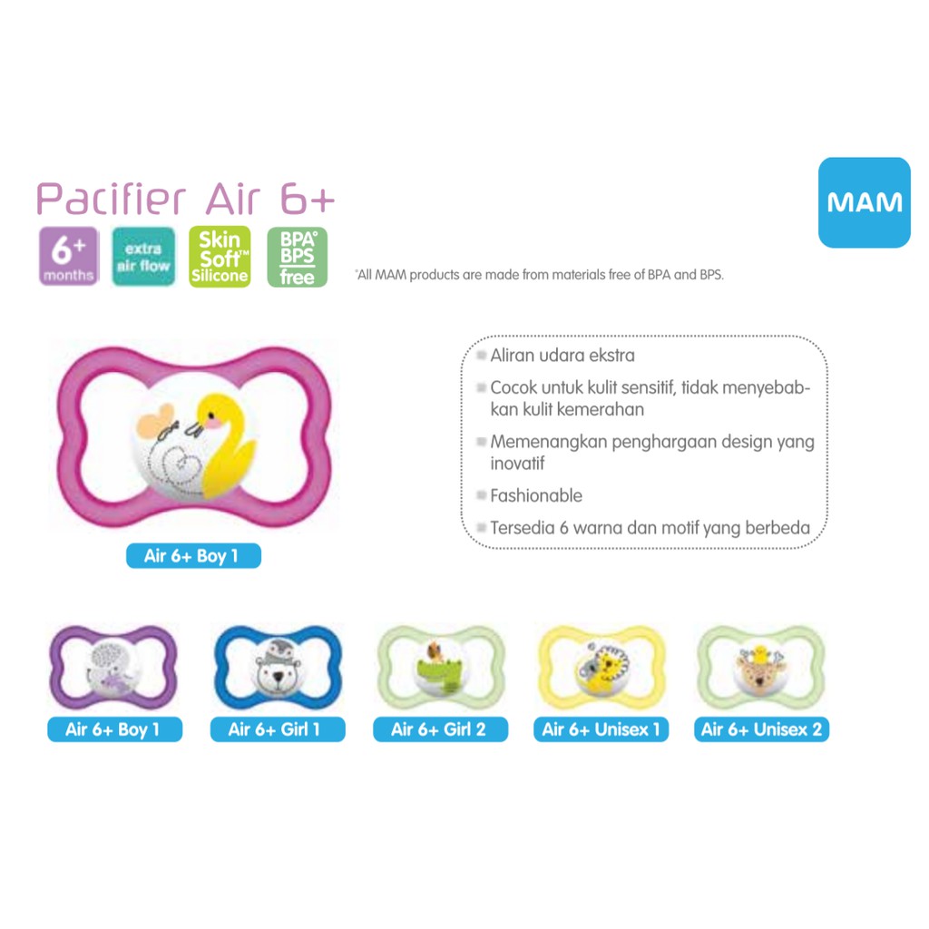 MAM Orthodontic Pacifier Original Night Air 0+ 6+ Empeng Bayi Soothers