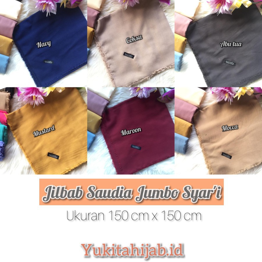 jilbab segiempat jumbo katun Saudia