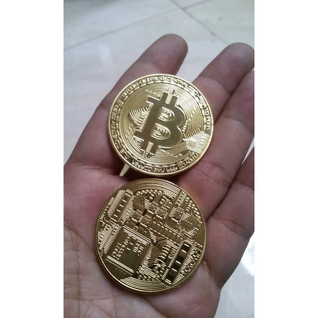 BITCOIN Miniatur Bitkoin Koin Fisik BTC Bitcoin Gold Plated Pajangan Koleksi Koin Bitcoin Souvenir