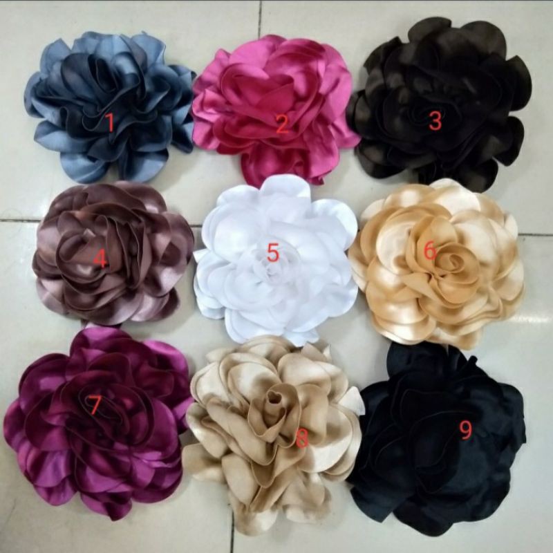 [BISA COD] Jepit Cepol Hijab Bunga Satin Uk XL-Jepit Rambut Bunga Satin